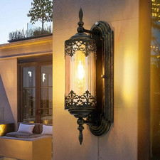 Vintage Rustic Outdoor Wall Sconce with Dusk to Dawn Sensor - Waterproof Lantern picture