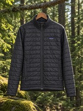Patagonia Men's S Gray/Black Quilted Insulated Puffer Jacket Full Zip Zip Pocket picture