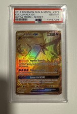 2018 POKEMON SUN & MOON ULTRA PRISM SECRET #172 FULL ART/LUNALA GX PSA 10 picture