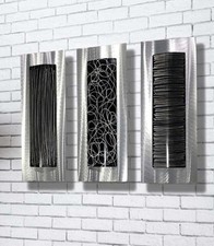 New Modern Contemporary Black Silver Abstract Metal Wall Art Jon Allen Signed picture