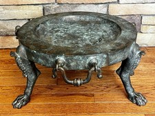 Antique 19th Century European Cast Bronze Brazier - Claw Feet, Handles, Patina picture