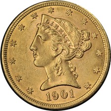 1901-S Liberty Gold $5 Nice BU Nice Eye Appeal Nice Strike picture