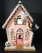 🩷🖤New Ghoulish Pink & Black Ghost Light Up Gingerbread House picture