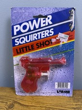 1980s-90s Larami Power Squirters Little Shot Water Gun Red Clear Small 9934 picture