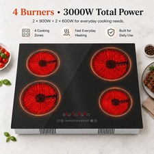4 Burners Ceramic Cooktop 23in Built-in Electric Stove Top Touch Control  3000W picture