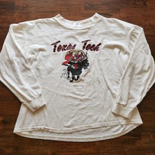 VTG 80s 90s RARE Texas Tech Raider Red Double Sided Shirt Women’s XL picture