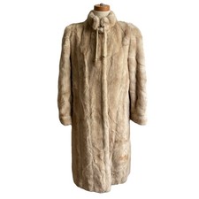 Vintage 60s Mincara Russel Taylor Faux Fur Long Coat Beige Champagne Size Small picture