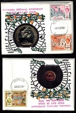 Bermuda 1970 Complete Set of 6 Surcharged FDCs for Decimal Currency w/Coins RARE picture