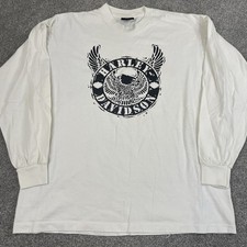 Vintage Harley Davidson 1993 US Steel Eagle T Shirt Mens L 90s Long Sleeve White picture