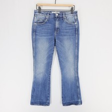 AMO Jane Jeans Womens 28 Blue Cropped Kick Flare Mid Rise Stretch picture