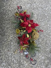 Vintage Wrought Iron Scroll Wall hanging With Christmas Greenery 26