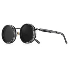 CRIXALIS Polarized Round Sunglasses ND9 Adjustable Dimming UV400 Retro Punk picture