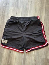 Vintage NBA Basketball Shorts Black Red White Mesh Size XL Script Patch picture