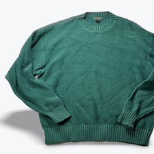 Vtg J.Crew Oarsmen Sweater 90s Heavyweight Cotton Crew neck Green Made Macau L picture