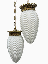 Vintage L&L WMC 2-Light Tiered Chandelier - Hollywood Regency Satin Glass #8688 picture