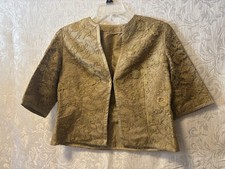 Vtg  Gold Tone Brocade Handmade Mid Century Fashion Formal Jacket Size Medium picture