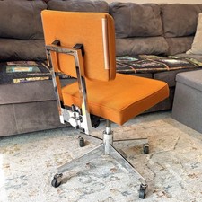 Vintage 1960s Steelcase Steno Swivel Office Chair Orange/Chrome Mid-Century MCM picture