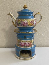 Antique Sèvres Style Porcelain Veilleuse Tea Warmer Tisanière Nightlight Blue picture