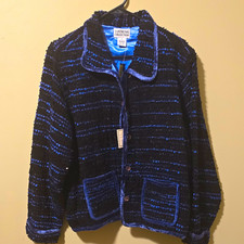 90s Tantrums Collection Textured Statement Jacket Blue Black Artsy Boho XL NWT picture