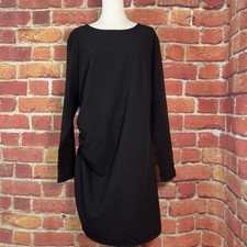 H&M Woman’s Long Sleeve Black Dress Size XL Recycled Polyester Side Scrunch picture