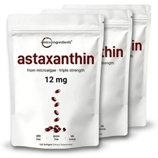 3 Pack Astaxanthin 12mg, 120 Softgels, 4 Month Supply NEW picture