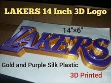 LA Lakers NBA Logo wall mount. 3D Printed 14 Inch by 6 Inch. Silk Plastic  picture