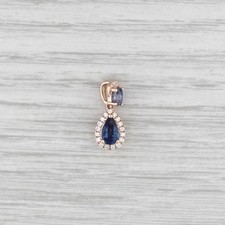 Le Vian 0.79ctw Blue Sapphire Diamond Halo Teardrop Pendant 14k Rose Gold Small picture