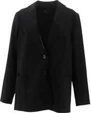 DG2 Diane Gilman Ponte Knit Boyfriend Blazer Black 2X picture