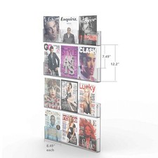 Acrylic Literature Rack Wall-mount Magazine Holder 12/24 Pockets in 2 Panels picture