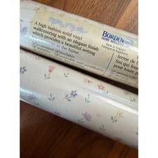 VTG Borden Home Wallcoverings Vinyl Wallpaper Lot of 2 White Floral Cottagecore picture