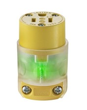 Leviton 515CV-LIT 10 Pack 15 Amp Straight Blade Grounding Lighted Connector, Yel picture