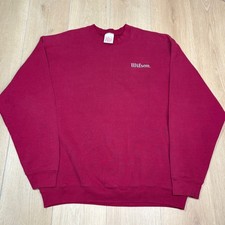 Vintage Wilson Crewneck Sweatshirt Maroon Burgundy Embroidered Made USA Mens XL picture