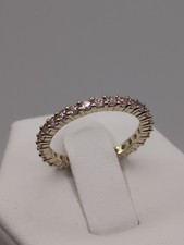 Beautiful JTV GM Gold/Sterling Silver Pink CZ Eternity Band Ring Size 6 picture