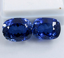 17.50 Ct Natural Kashmiri Blue Sapphire Cushion Certified Loose Gemstone Pair picture