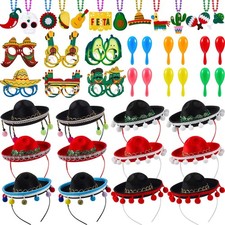Jexine 48 Pcs Cinco De Mayo Party Supplies Sombrero Hats Necklaces Felt Style picture
