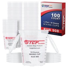 8-Ounce (1/2 Pint) Paint & Epoxy Mixing Cup Calibrated Ratios - 100 Cups/12 Lids picture