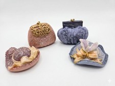 4 MINIATURE Resin Purses & Hats Victorian Edwardian Style Fashion Collectible  picture
