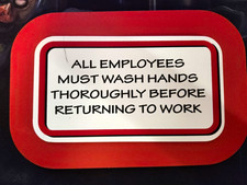 Vintage Chuck E. Cheese All Employees Must Wash Hands Sign picture