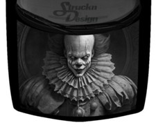 Grin Fierce Scary Evil Clown Grey Black Car Truck Hood Wrap Decal Vinyl Graphic picture