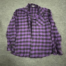 Coofandy Flannel Shirt Mens Size XL Purple Black Buffalo Plaid Long Sleeve Shirt picture