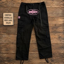 Corteiz Guerillaz Alcatraz Black Pink Ripstop Cargo Pants Mens Large 34x31 NWT picture