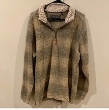 True Grit Men's 1/4 Zip Solid Beige Brown Jacket Stand-Up Collar Size L picture