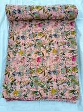 Indian handmade Cotton kantha Quilt hand Block Print King Size Bedspread Blanket picture
