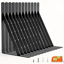 NEW 12 Inch Heavy Duty Shelf Bracket Black 90 Degree Wall Brackets 12-Pack picture