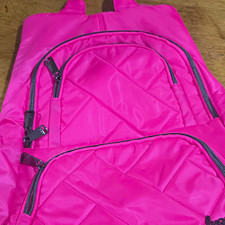 Lug Hatchback Pink Quilted Backpack Zip Closure Adjustable Straps Top Handle picture