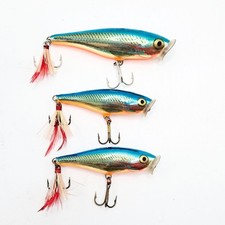 Rapala Skitter Pop Lot of 3 Blue Gold Foil Topwater Lures Bass Trout VTG Ireland picture