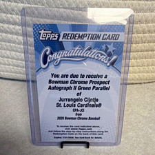 Topps 2026 Bowman Chrome Jurrangelo Cijntje Cardinals True Green Redemption Auto picture