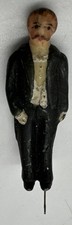 Antique Vintage Wax Gentleman Man Figure Wire Foot Cake Topper Miniature Pick picture