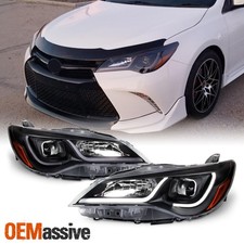 For 15-17 Toyota Camry LED Light Tube DRL Projector Headlights - Black Housing picture