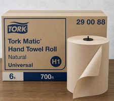 Tork Matic H1 Hand Towel Rolls 6 Pack 700 ft Natural Recycled Paper 290088 picture